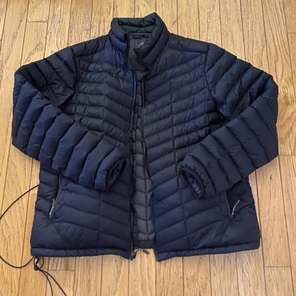 Lands End Jacket Mens Extra Large XL  Down Puffer Quited Full Zip Black